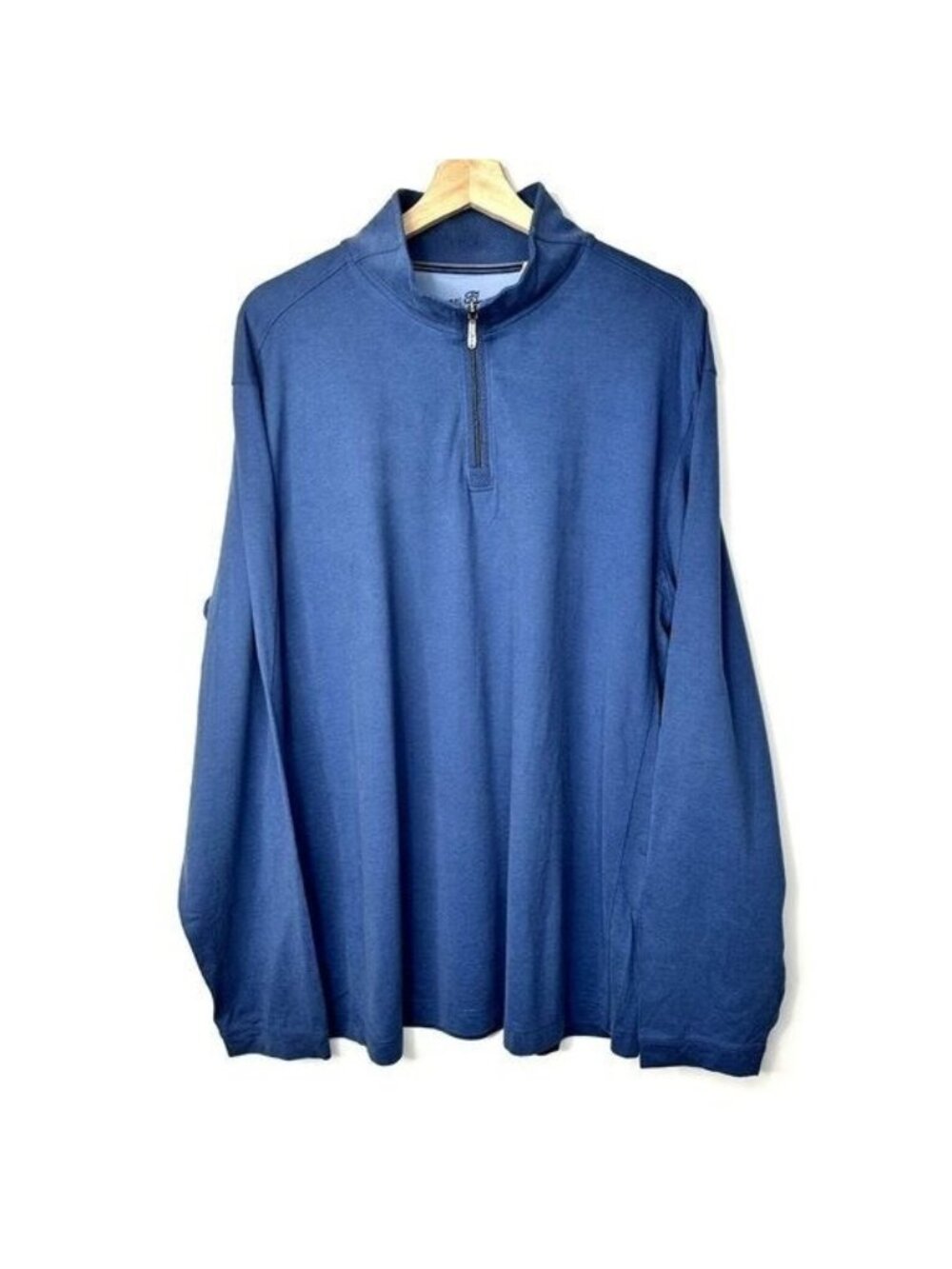 Tommy Bahama Mens XL 1/4 Zip Sweater Blue Pima Cotton Modal Pullover Lightweight
